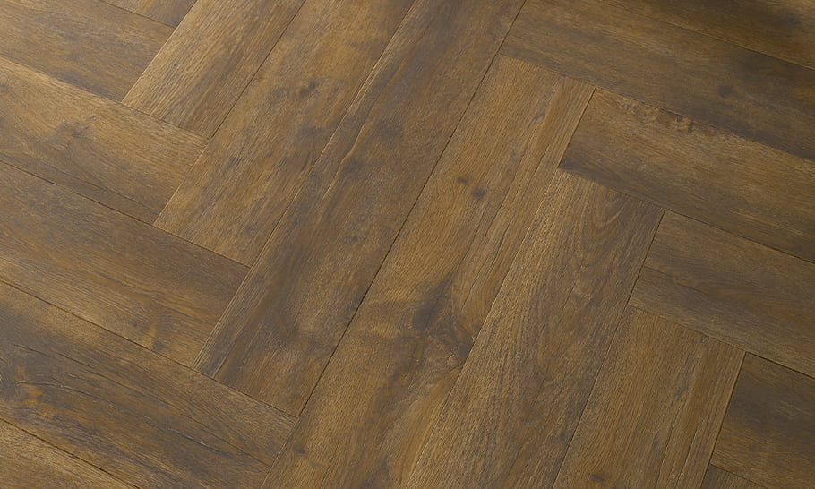 dark brown herringbone vinyl floor